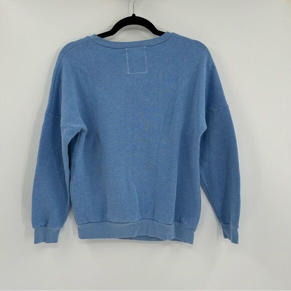 Women's Riot Society Dropped Shoulder Colorful Blue Fleece Elephant Pullover XS - Picture 2 of 6
